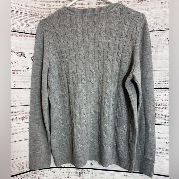 Talbots Sweater womens plus size 1x petite Cable Knit crew Neck Nylon Lamb wool - Picture 3 of 12